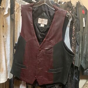 Men's Burgundy and Black Vest